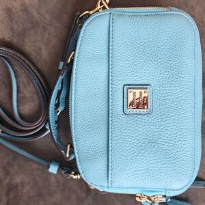 Dooney & Bourke Light Blue Leather Crossbody Bag. Like New Condition.